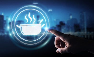 Businessman using application to order home made food online 3D rendering