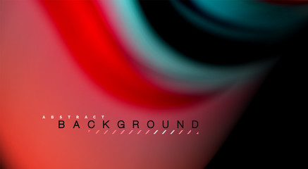 Fototapeta premium Fluid rainbow colors on black background, vector wave lines and swirls