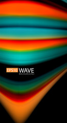 Abstract wave lines fluid rainbow style color stripes on black background. Artistic illustration for presentation, app wallpaper, banner or poster