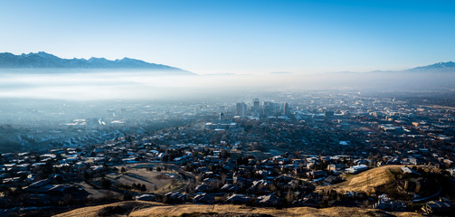 Aerial shot of Salt Lake City downtown