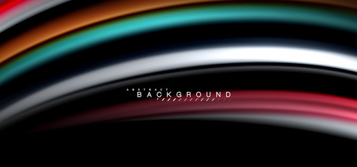 Multicolored wave lines on black background design