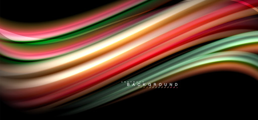 Multicolored wave lines on black background design