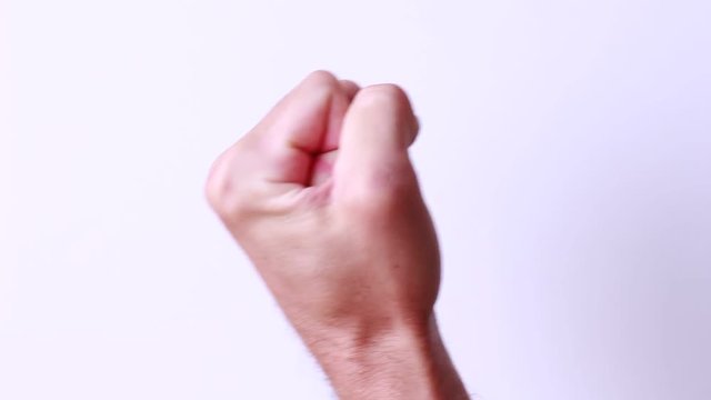 Male fist on white background