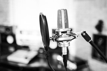 Condenser microphone with pop filter