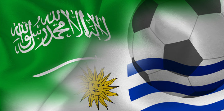 サウジアラビア　ウルグアイ　 国旗　サッカー