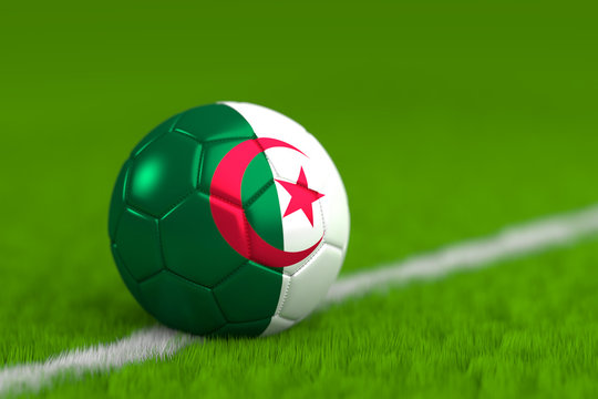 Soccer Ball With Algerian Flag 3D Render