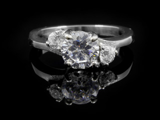 Ladies Engagement Ring - Stainless Steel with Zircons