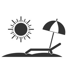 Chaise-longue line icon. Deck-chair, sun and umbrella on a beach. Relaxation, travel, vacation symbol. Vector illustration © Vector VA