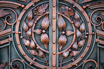 The fragment of forged metal products. close-up