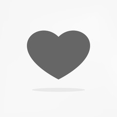 Simple gray heart icon illustration. Symbol of love