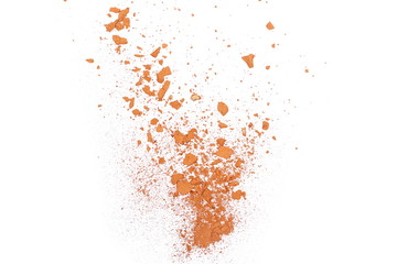 Shattered red brick dust isolated on white background