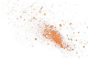 Shattered red brick dust isolated on white background