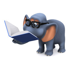 Fototapeta premium Vector 3d Elephant reading a book