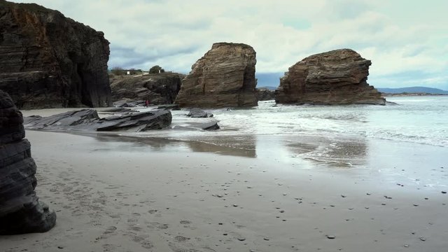Famous beach of Playa de Las Catedrales in Ribadeo. Galicia, Spain.