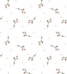 Gentle seamless polka dot pattern with gentle hand drawn florals in pastel colors. Flower wallpaper in romantic retro style for fabric, backdrop, wrappint paper, cover, cards, textile