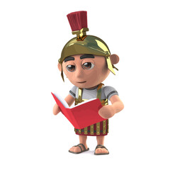Vector 3d Roman soldier reading a book