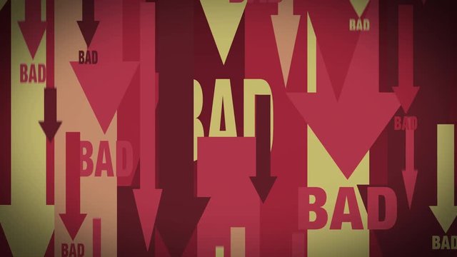 BADの文字と矢印が下に向かうアニメーション ループ