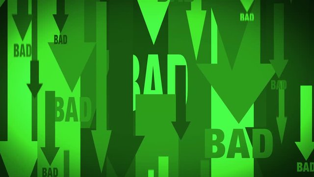 BADの文字と矢印が下に向かうアニメーション ループ