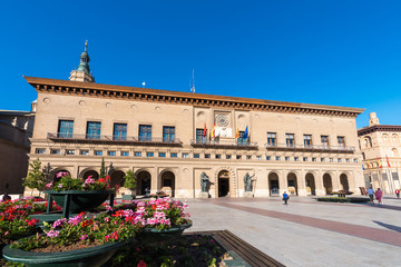 Fototapeta premium ZARAGOZA, SPAIN - SEPTEMBER 27, 2017: View of the building of the City Hall. Copy space for text.