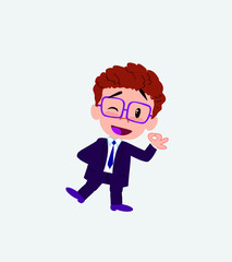 Businessman with glasses doing the OK sign with his hand.