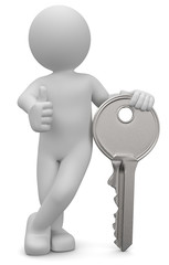 3D Männchen mit Schlüssel