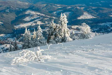 Fototapeta premium Winter mountain snowy landscape