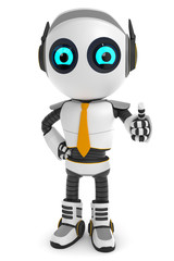 3D Roboter daumen hoch mit gelber Krawatte