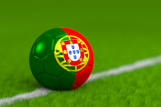 Soccer Ball With Portuguese Flag 3D Render