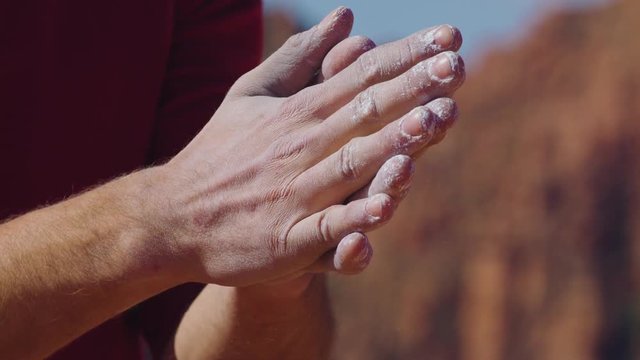 Rock Climber Chalk Hands Clapping