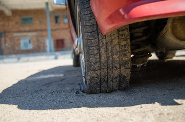 Naklejka premium flat tire in the car