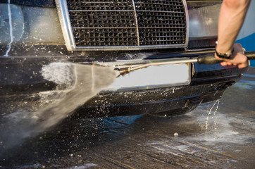 car washing with soap. Close up concept