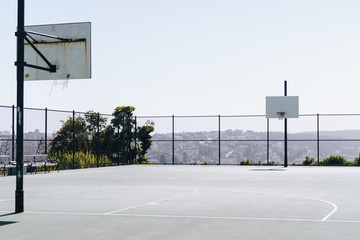 Basketball court outdoor on top of the hill