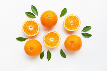 Fototapeta na wymiar Fresh orange citrus fruit on white background.