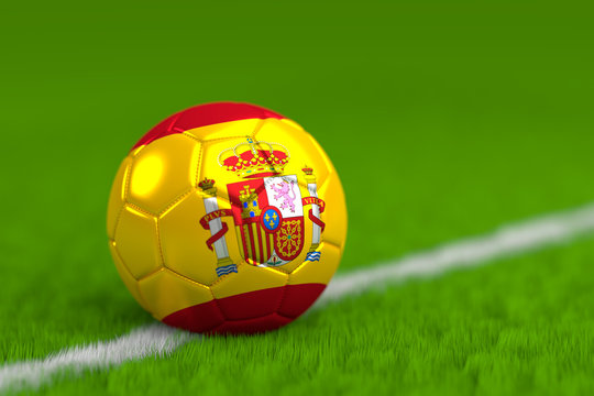 Soccer Ball With Spanish Flag 3D Render