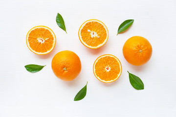 Fresh orange citrus fruit isolated on white background.