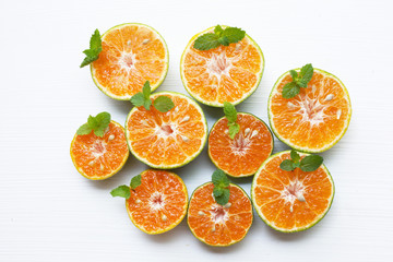 Tangerine, Fresh orange on white