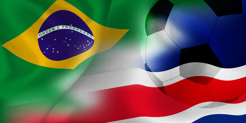ブラジル　コスタリカ　 国旗　サッカー