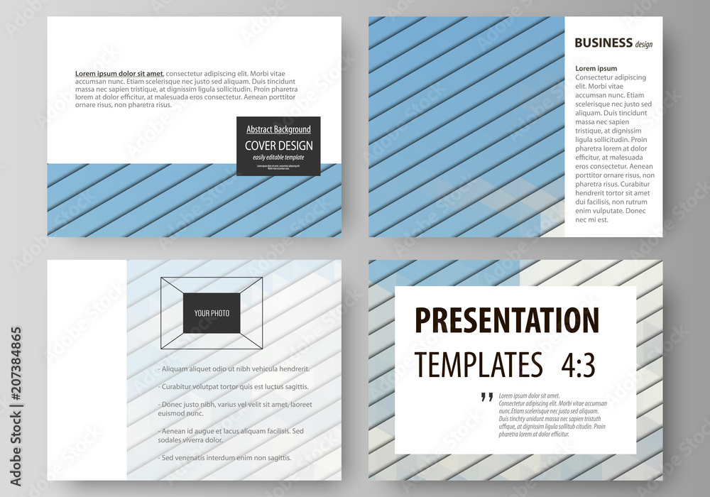 Poster set of business templates for presentation slides. easy editable vector layouts in flat design. blue