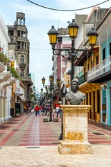Printed kitchen splashbacks Historic monument SANTO DOMINGO, DOMINICAN REPUBLIC - AUGUST 8, 2017: View of the historic street of the city. Copy space for text. Vertical.