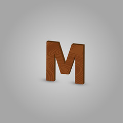 Realistic wood character from a typeset, vector illustration