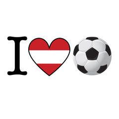 I heart Soccer banner with Austria flag. Love Football concept