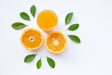 Fresh orange citrus fruit on white background.