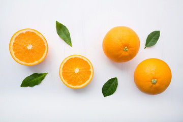 Plakat Fresh orange citrus fruit on white background.