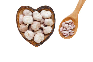 Garlic on white background