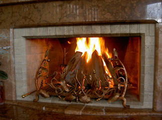 Fire in the fireplace