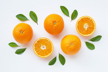 Fresh orange citrus fruit isolated on white background.