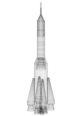 Space Rocket Architect blueprint - isolated