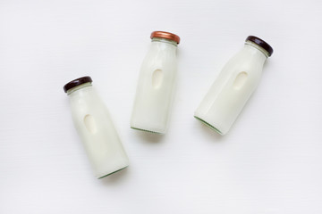 Milk bottle on white background.