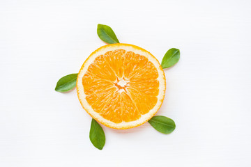 Fototapeta na wymiar Slice of fresh orange citrus fruit isolated.