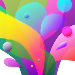 Abstract colorful fluid shapes, vibrant splash on white background. Geometric vector illustration.